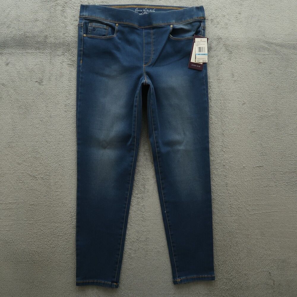 Gloria Vanderbilt Jeans Womens 12S Blue Mid-Rise Pull-On Slim Leg 27" Inseam